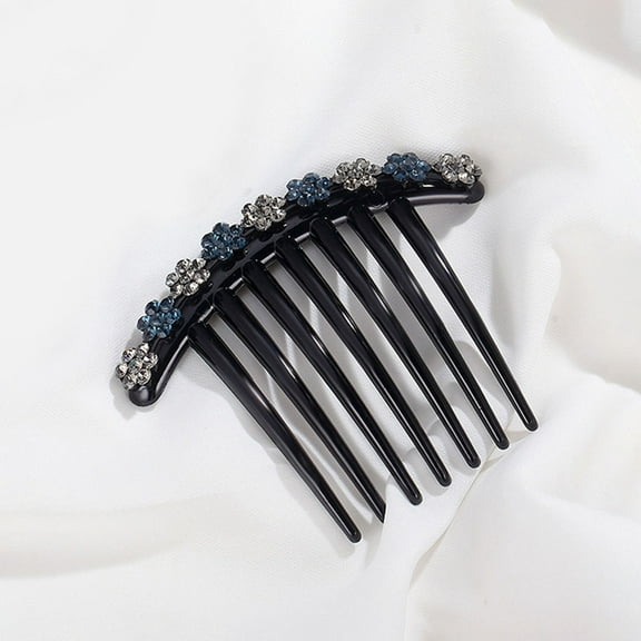 ELAYARD 2Pcs Flower Patterned Rhinestone Hair Comb Seven Teeth Stylish Hair Accessory