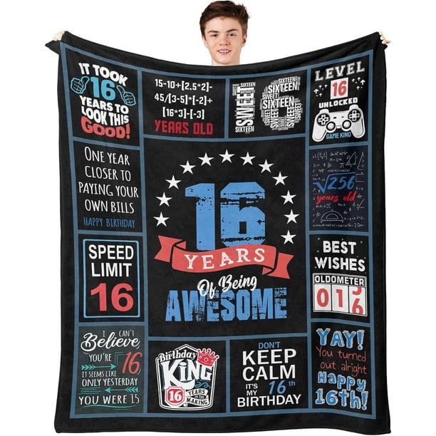 LHSHID 16th Birthday Gifts for Boy Boys 16 Birthday Throw Blanket 16th Birthday Presents for Boys 16 Yr Old Boy Gift Ideas 16 Birthday Decorations for Boys 50"x60"