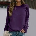 thumbnail image 2 of GPOECD Chandail Sans Capuche pour Femme à Manches Longues, T-Shirt à Col Rond, Haut Imprimé, Blouse Mode Urbaine pour l'Entraînement Quotidien à la Maison et à l'Extérieur, Violet, TTG, 2 of 5