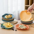 thumbnail image 3 of SPRING PARK 8Pcs/Set Dinner Stackable Plates, 2 Section, Dessert, Salad, Fruit, Snack Plate Set, Plastic Dinnerware Set, Plastic Plates, 3 of 7