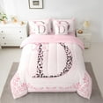 thumbnail image 2 of Castle Fairy Initial D 7pcs Bedding Comforter Set,Dreamy Princess Queen Bedding Sets Super Cozy,Leopard Print Queen Sheet Sets,Breathable Flower Home Decor,Reversible, 2 of 8