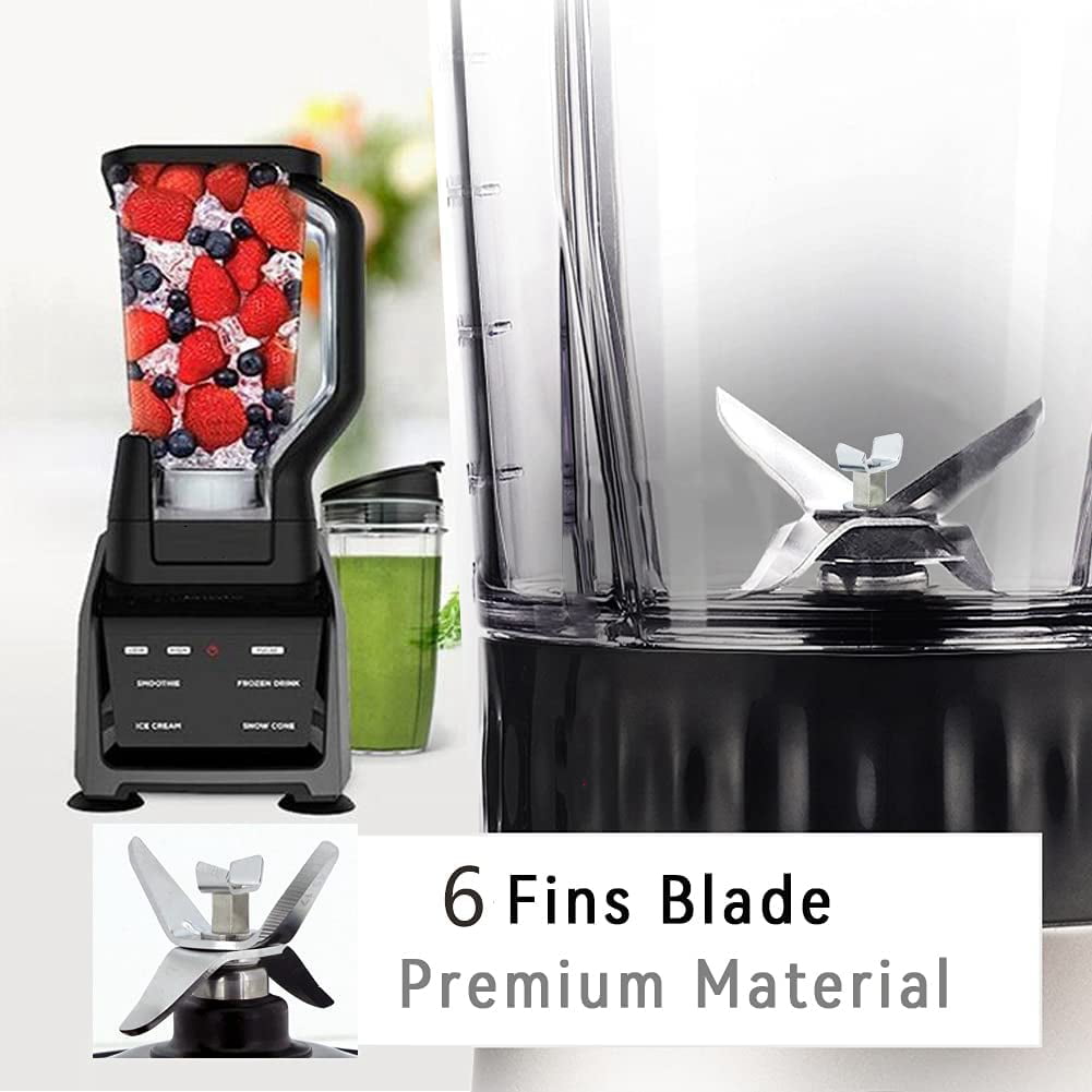 EGNic 6 Fins Blender Blade Replacement for Ninja Blender, Extractor Blades  with Rubber Gasket Compatible with Nutri Ninja Blenders, Fits for 18, 24
