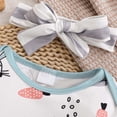 thumbnail image 6 of CAICJ98 Newborn Baby Girl My 1st Easter Outfit Long Sleeve Bunny Romper Headband 2Pcs Clothes Set (Mint Green,3-6 Months), 6 of 7