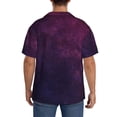 thumbnail image 3 of Lsque Black Dark Blue Purple print Men's Cuban Collar Short Sleeve Shirt Summer Beachwear Casual Button Down Fashionable Vacation Leisure Shirt-Large, 3 of 7