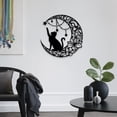 thumbnail image 4 of Arte de pared de metal con diseño de luna y gato, decoración para colgar en la pared negra, arte de pared con silueta para el hogar, dormitorio, sala de estar, baño, cocina, oficina, jardín, hotel, d TUNC Sencillez, 4 of 5