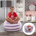 thumbnail image 3 of Inspired Home Bean Bag Cover Microfiber Striped 32"x32" Stuffed Animal Storage, 3 of 7