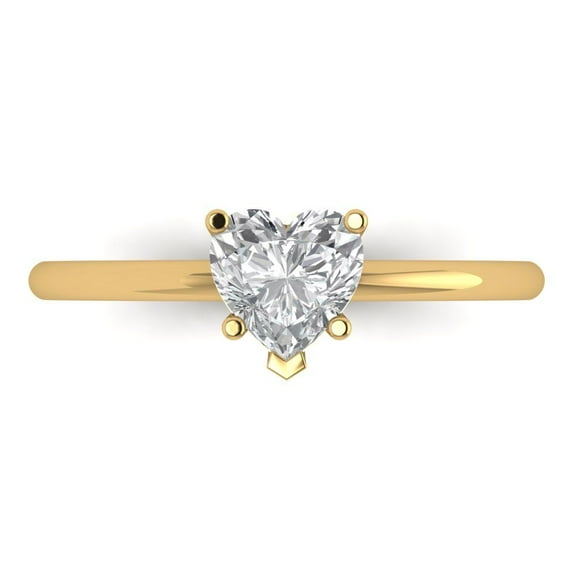 1.25 ct Heart Cut White Sapphire Solitaire Engagement Ring for Women in 18K Yellow Gold
