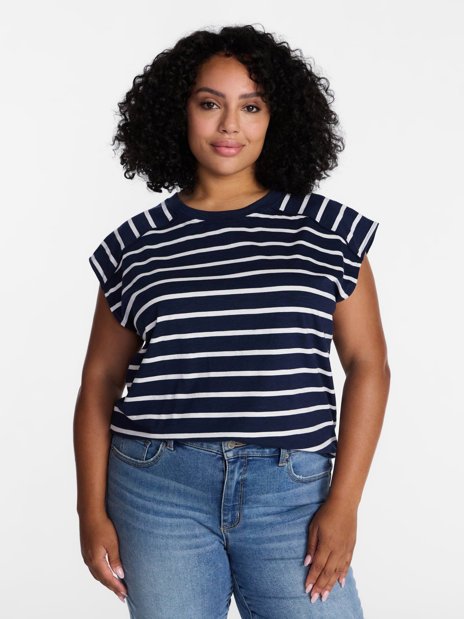 Time and Tru Women's Muscle Tank Top with Piped Trim, Sizes XS-XXXL