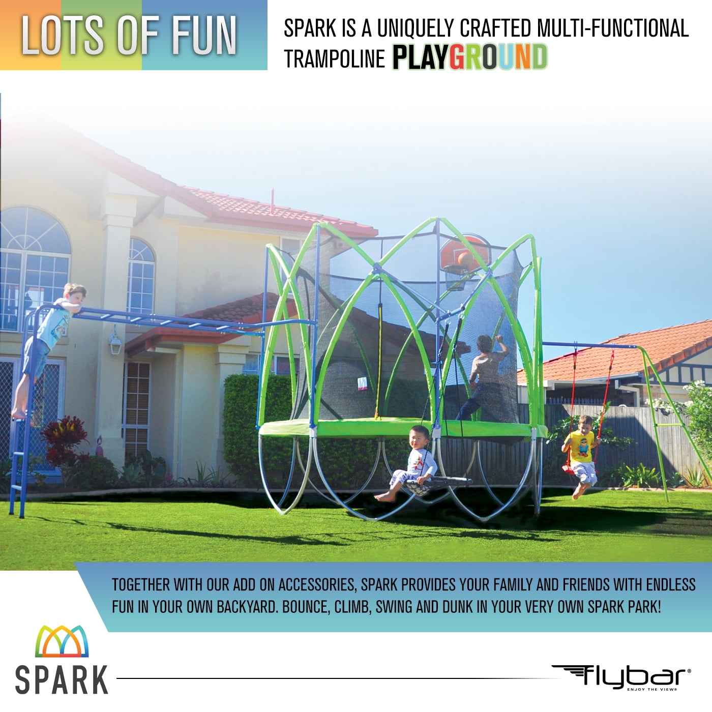 Spark 8-Foot Trampoline, with Safety Enclosure, Green