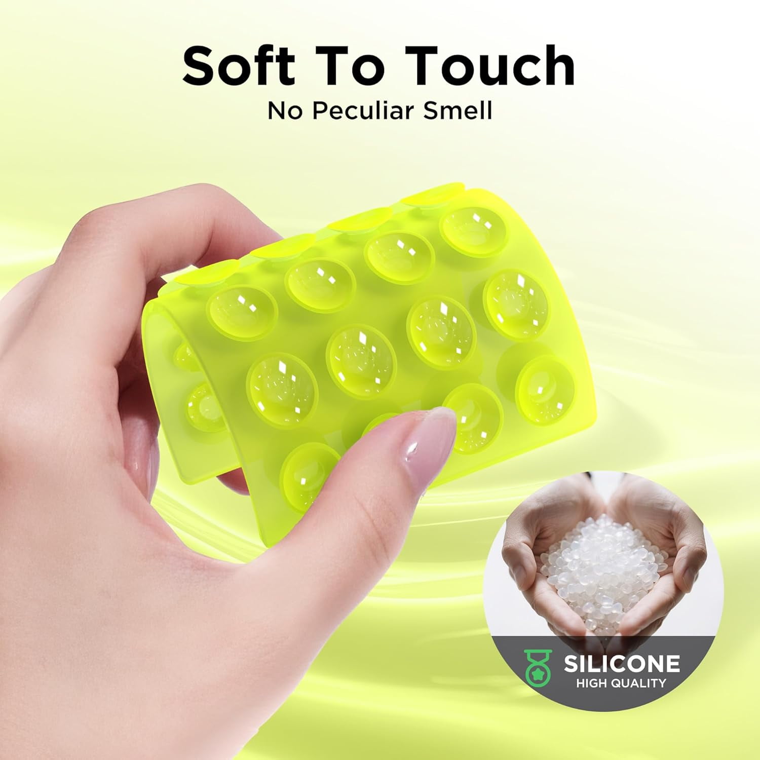 MKEUDQ-2 Pack Silicone Suction Cup Phone Case Mount Double-Sided, Hands-Free Strong Grip Holder for iPhone and Android, Sticky Phone Stand for Selfies and Videos, Neon Yellow+Transparent