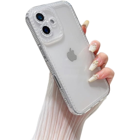 MYKOMI Designed for iPhone 16 Plus 6.7 inch,Sparkly Cute Clear Case for Women Girls,Glitter Bling Flexible Soft TPU Silicone Bumper Protective Cover for iPhone 16 Plus