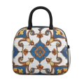 thumbnail image 2 of Obrewu Blue and Beige Modern Art Geometric Lunch Bag for Adult, Insulated, Leakproof, Oxford Cloth, 2 of 7