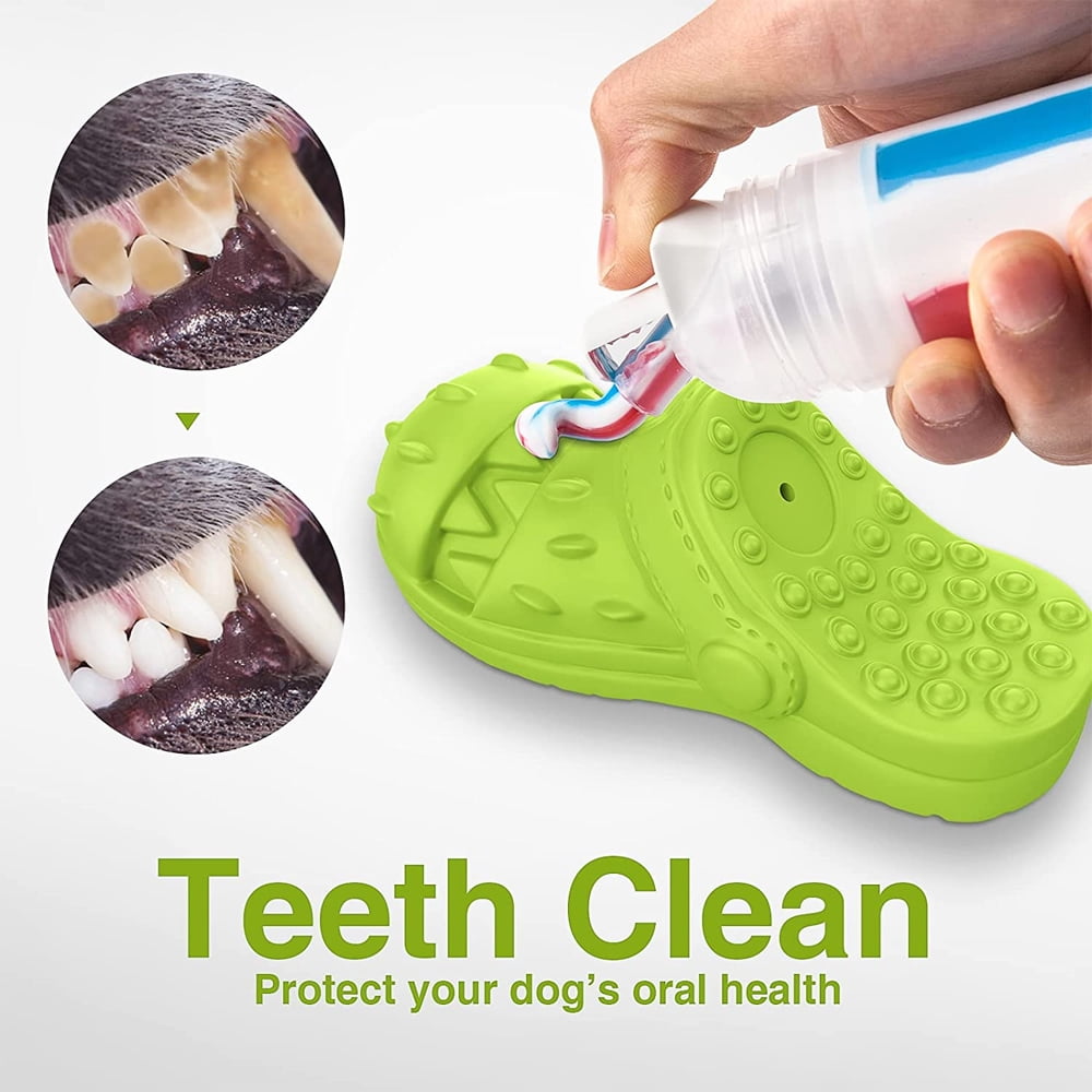 Dsseng Dog Chew Toys Indestructible - Squeaky Interactive Dog Toys for Teeth Cleaning, Rubber Dog Chew Toy with Beef
