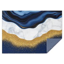 Blue and Gold Marble Glitter Waves Pattern Rectangle Tablecloth 60"x84",Waterproof Polyester Rectangle Table Cloth, Wipeable Spillproof Polyester Tablecloth for Dining, Camping, Indoor and Outdoor