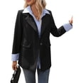 thumbnail image 1 of Chaquetas Blazer para Mujer, Chaqueta Casual de Oficina, Larga, con Frente Abierto Negro L, 1 of 10