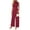 Wine, variant on Women's Wide Leg Jumpsuit Mock Neck Cap Sleeve Elegant Dressy Casual Outfit