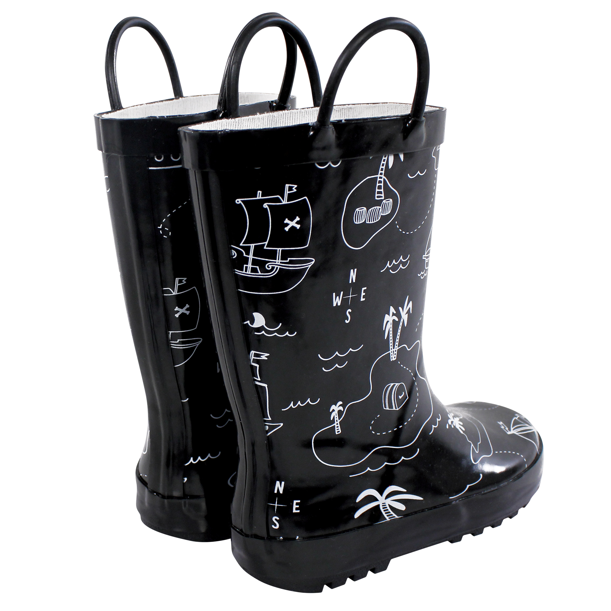 Hudson Baby Boys Rain Boots, Fun Pirate, 5 Toddler