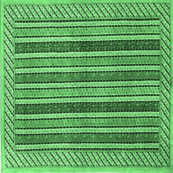 Ahgly Company Indoor Square Persian Emerald Green Traditional Area Rugs, 6' Square