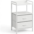 thumbnail image 1 of EastVita Table d'Appoint de Rangement à 3 Niveaux, Table de Chevet avec 2 Tiroirs en Tissu et Tablette, Table de Chevet Moderne pour Salon, Blanc, 1 of 1