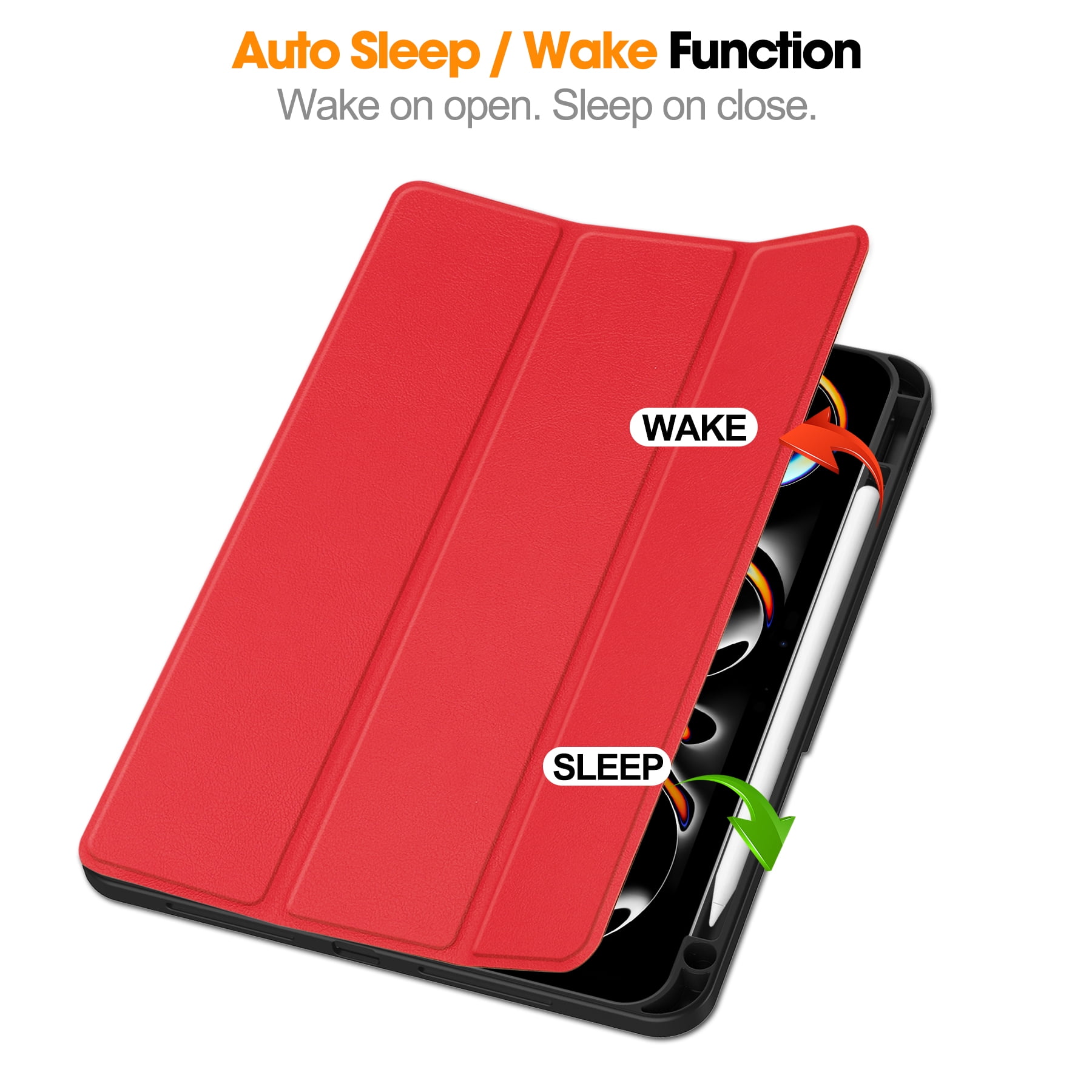 Allytechgroup iPad Air 13 M2 2024 Case, Slim Flip Smart Cover Auto Sleep Wake with Pencil Holder Multi Angle Veiwing Stand Shockproof Case for Apple iPad Air 13 inch 2024,Red