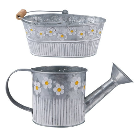 Tinksky 1 Set Antique Iron Bucket Vintage Flower Pot Delicate Plant Bucket Iron Pail Vintage Style Bucket for Gardening Home (Silver)