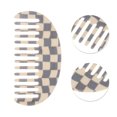 thumbnail image 2 of Unique Bargains 1 Pc Semicircle Retro Checkerboard Hair Comb Gray White Acetate Sheet, 2 of 5