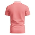 thumbnail image 3 of Adult Men Polo Shirt Short Sleeve Button Polo Tees Basic Pink Mens Clothes, 3 of 8