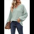 thumbnail image 3 of Camisetas de Larga para Mujer, Blusa con Escote en V Profundo, Elegantes e Informales, Moda 2025, Holgadas y Suaves, para Otoño e Invierno Judías L, 3 of 10