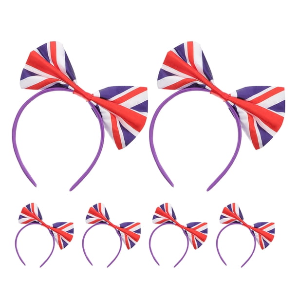 GOOHOCHY diademas con lazo y bandera del Reino Unido, diademas decorativas para el pelo, accesorios para festivales.