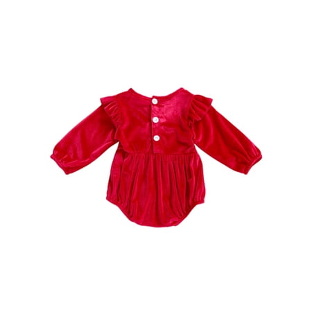 

Douhoow Infant Girl Velvet Romper Baby Solid Color Ruffles Long Sleeve Jumpsuit