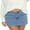 Blue, variant on Rdhnmea Women Low Rise Jean Skirt Solid Raw Trim Mini Denim Skirt with Pockets