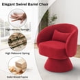 thumbnail image 3 of Wiilayok Swivel Barrel Chair, Teddy Upholstered Accent Armchairs Comfy 360° Swivel Lounge Sofa Armchair for Living Room Bedroom Reading,Red, 3 of 8
