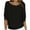 Black, variant on Womens Casual Puff Sleeve Sweater Crewneck 3/4 Sleeve Knit Tops Solid Office Thin Knitted Pullover Sweaters Red Fuzzy Sweater for Women