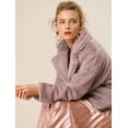 thumbnail image 3 of Abrigo mullido de piel sintética con solapa de muesca y chaqueta recortada para mujer Otoño Invierno Rosa empolvado XL, 3 of 6