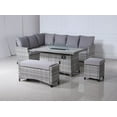 thumbnail image 3 of Abrihome 5-Piece Aluminum Material Wicker Outdoor Conversational Sofa Set with Fire Pit Table,Gray, 3 of 9