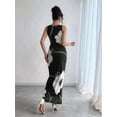 thumbnail image 6 of Womens Long Maxi Dresses Floral Crewneck Sleeveless Knit Bodycon Wedding Guest Sun Dress Black XXL, 6 of 9