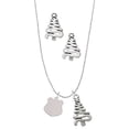 thumbnail image 1 of Delight Jewelry Stainless Steel Police Badge Blank - Silver tone Zig Zag Christmas Tree Charm Necklace and Stud Earrings, 1 of 4
