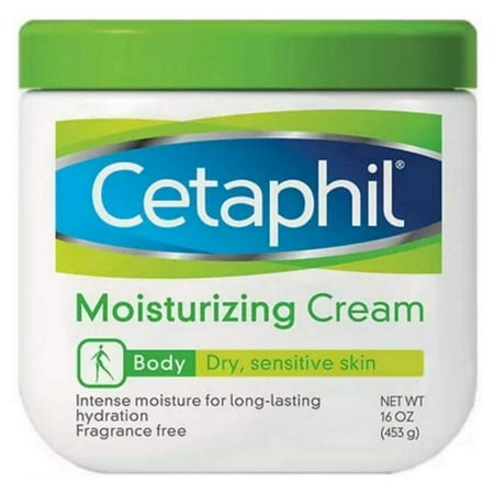 Cetaphil Moisturizing Cream for Dry/Sensitive Skin, Fragrance Free 16 Oz (Pack of 2)