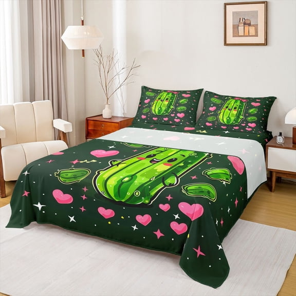 Castle Fairy Teens Cucumber Pickle Twin Sheet Sets,Love Heart Bedding