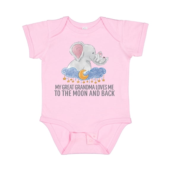 Inktastic My Great Grandma Loves Me to the Moon and Back Elephants Boys or Girls Baby Bodysuit