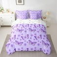 thumbnail image 2 of Homewish Dreamy Purple Butterfly Bedding Comforter Set 7pcs for Kids, Kawaii Cartoon Animal Queen Bedding Sets, Blossoms Flower Reversible Queen Sheet Sets, Breathable Home Decor, 2 of 7