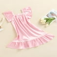 thumbnail image 3 of Robe de Nuit Bébé Fille Pyjama Décontracté en Satin de Soie à Volants Sans Manches en Dentelle Couleur Unie Rose 2-3 Ans, 3 of 7