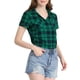 thumbnail image 1 of CAMISAS DE CUADROS PARA MUJER INSPIRE CHIC, CUELLO DE PUNTO, BLUSAS DE BOTONES TAMAÑO S AZUL VERDE, 1 of 6
