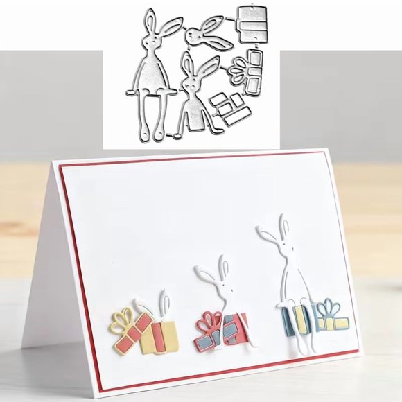 Troqueles metálicos TingZVen marco de conejo de Pascua 7 x 7 cm