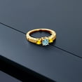 thumbnail image 3 of Gem Stone King 1.25 Ct Round Blue Zircon Yellow Sapphire 18K Yellow Gold Plated Silver Ring (Size 8), 3 of 4