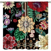 Boho Floral Blackout Curtains, Paisley Mandala Colorful Flowers Bohemian Decor for Bedroom Living Room Window Drapes 2 Panel Set,52x84 Inch