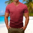 thumbnail image 2 of XIYON Father's Day T Shirts for Men Short Sleeve V Neck Gradient Print Summer Breathable Fashion Tee Top With Pocket For Casual Daily Wear,Red,XXXL, 2 of 8