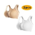 thumbnail image 2 of LLYwey Sport Bras for Women High Support Clearance Sale 2PC Front Closure Compression Bras for Women High Impact Sports Everyday Big & Tall Size Nylon Seamless Bra Style LW-232 White L, 2 of 5