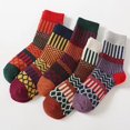 thumbnail image 1 of 5 pares de calcetines de lana, calcetines térmicos para mujer, calcetines cálidos de invierno para mujer, calcetines de punto gruesos, calcetines de invierno para mujer, coloridos, 1 of 5