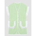 thumbnail image 5 of Womens 2 Piece Set Fringed Trim Short Sleeve Vneck Button Up Top Shorts Lounge Set with Pockets Blue L, 5 of 7